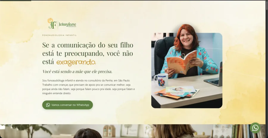 Site Jeissylane · Fonoaudiologia aberto no computador