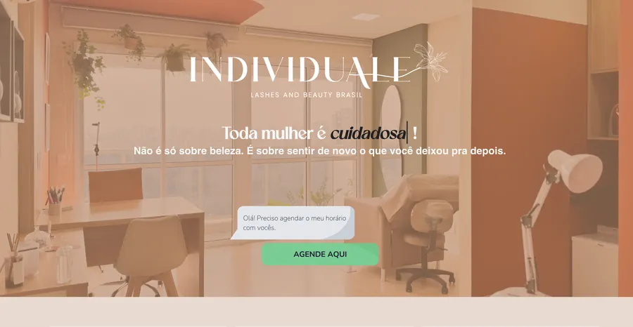 Site Individuale · Lashes and Beauty aberto no computador