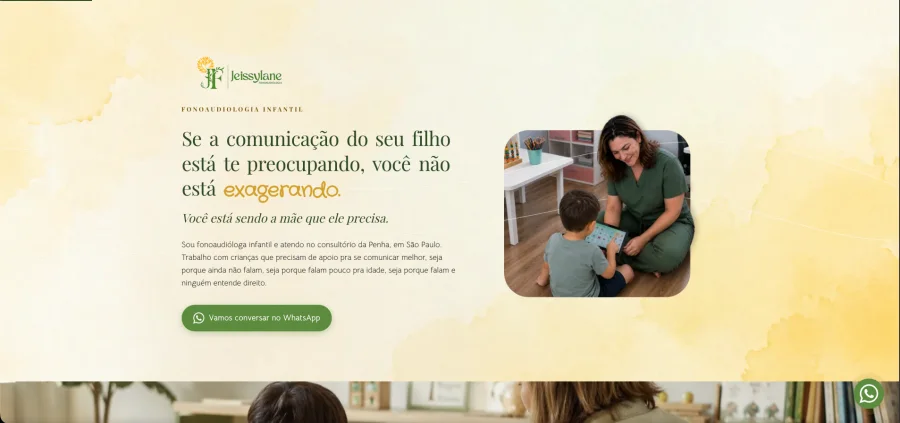Site da Jeissylane Fonoaudiologia aberto no computador